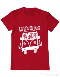 Tricou ADLER barbat Lets Go an Adventure Rosu