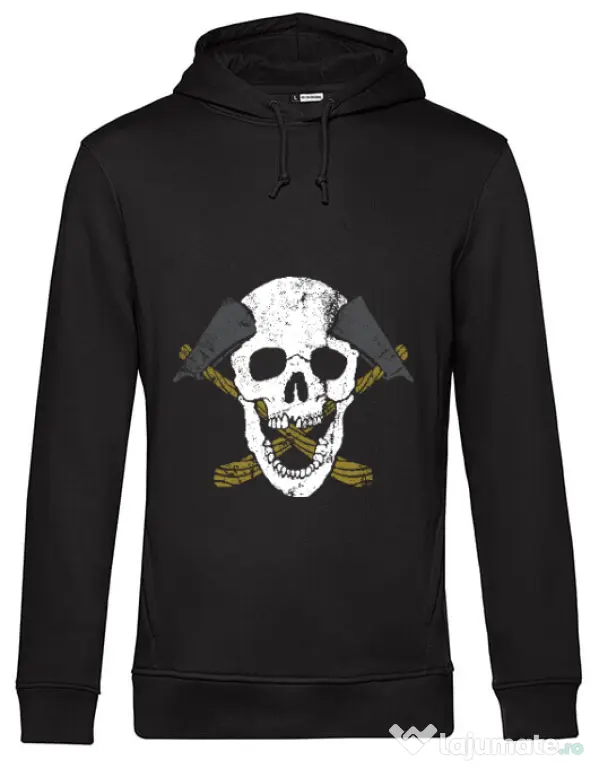 Hoodie barbat cu gluga Skull Axe Negru