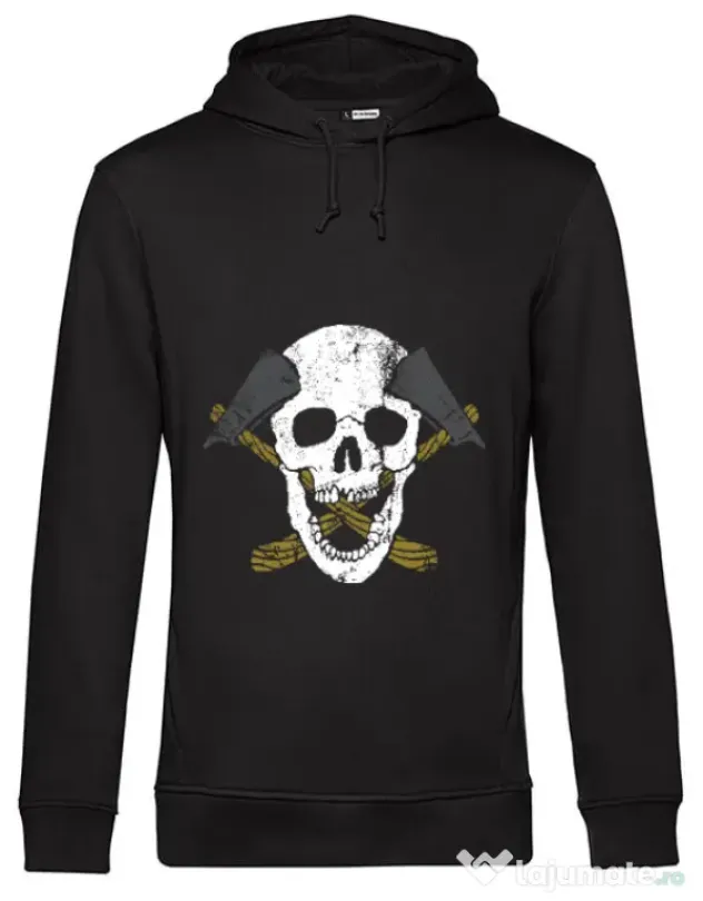 Hoodie barbat cu gluga Skull Axe Negru