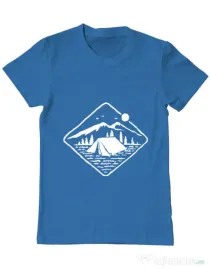 Tricou ADLER barbat Camp Mode ON Albastru azuriu