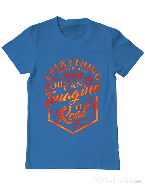 Tricou ADLER barbat Everything You Can Imagine is Real Albastru azuriu