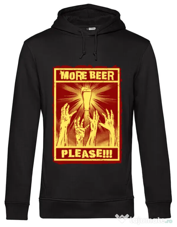Hoodie barbat cu gluga Thirsty zombies Negru