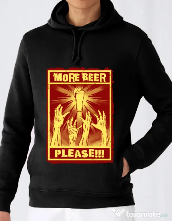 Hoodie barbat cu gluga Thirsty zombies Negru