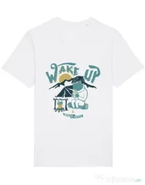 Tricou STANLEY STELLA barbat Wake up and drink a coffee Alb