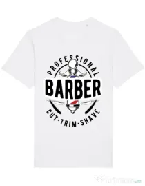Tricou STANLEY STELLA barbat Professional barber Alb
