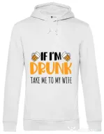 Hoodie barbat cu gluga Take me to my wife Alb