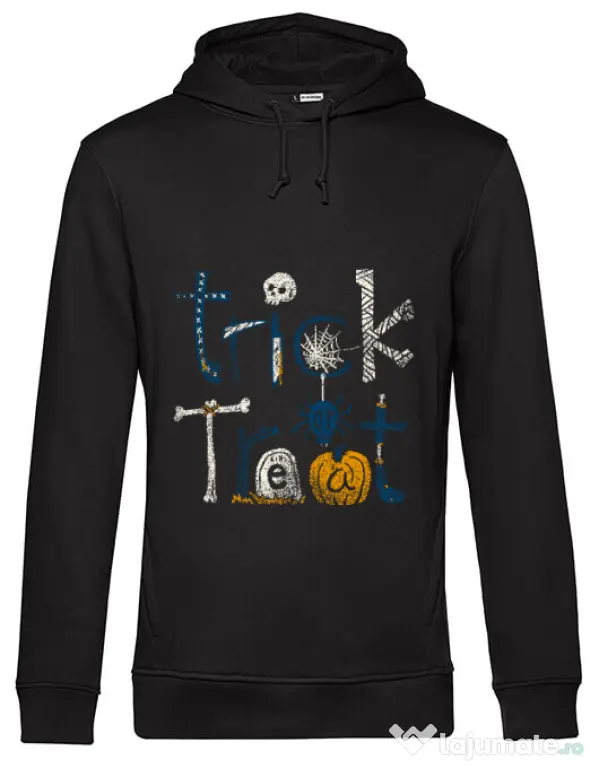 Hoodie barbat cu gluga Trick or Treat Negru