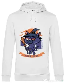 Hoodie barbat cu gluga Purr halloween Alb