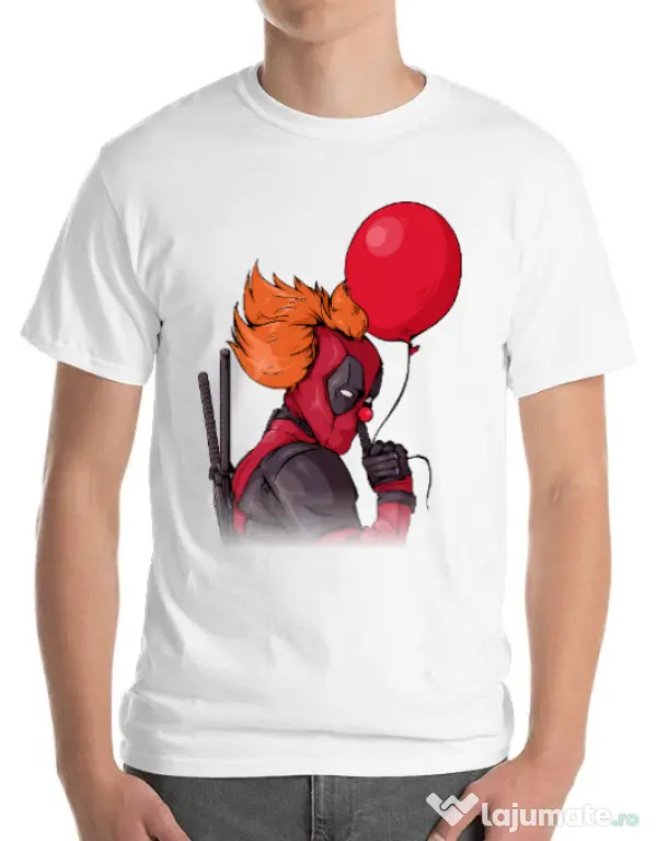 Tricou ADLER barbat IT is Deadpool Alb