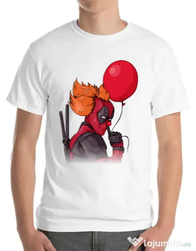 Tricou ADLER barbat IT is Deadpool Alb