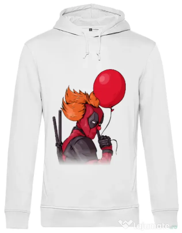 Hoodie barbat cu gluga IT is Deadpool Alb