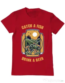 Tricou ADLER barbat Catch a fish Rosu