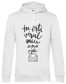 Hoodie barbat cu gluga Tu esti visul meu Alb