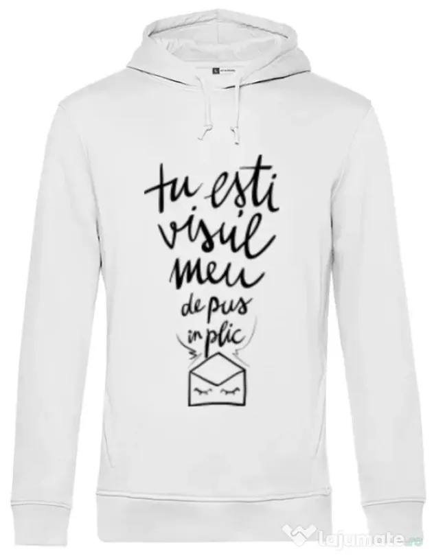 Hoodie barbat cu gluga Tu esti visul meu Alb