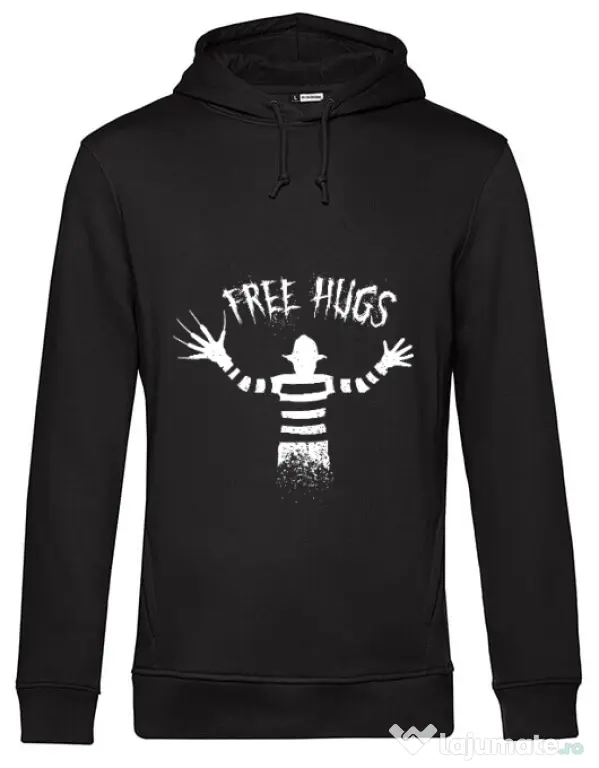 Hoodie barbat cu gluga Free hugs Negru