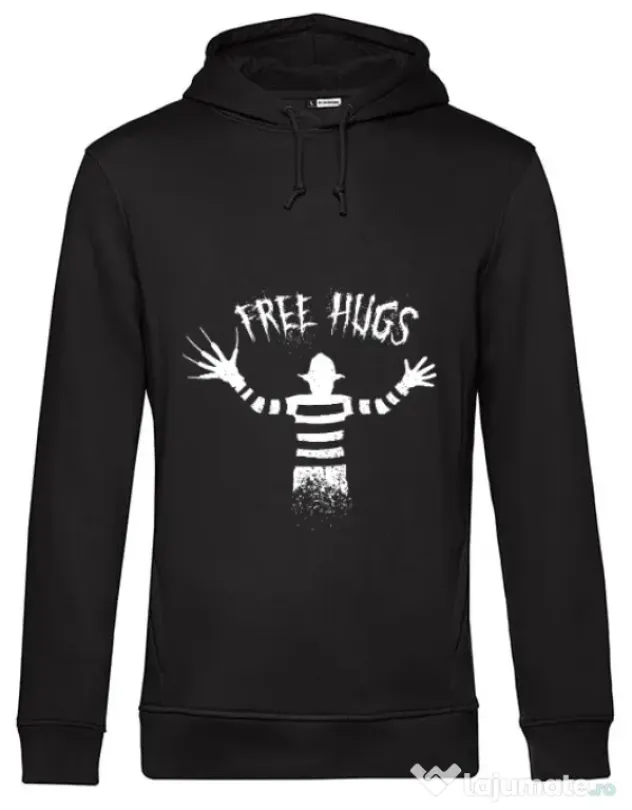 Hoodie barbat cu gluga Free hugs Negru
