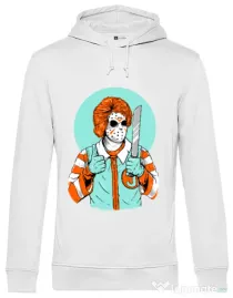 Hoodie barbat cu gluga Clown killer Alb