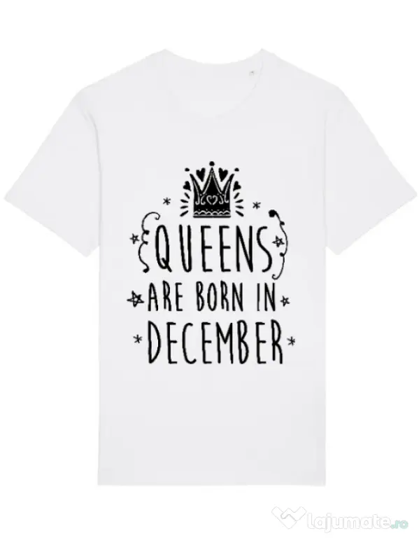 Tricou STANLEY STELLA barbat Queens are born in December Alb