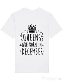 Tricou STANLEY STELLA barbat Queens are born in December Alb