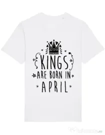 Tricou STANLEY STELLA barbat Kings are born in April Alb