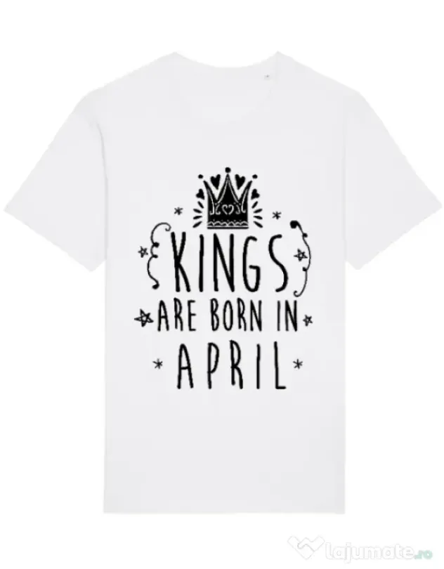 Tricou STANLEY STELLA barbat Kings are born in April Alb