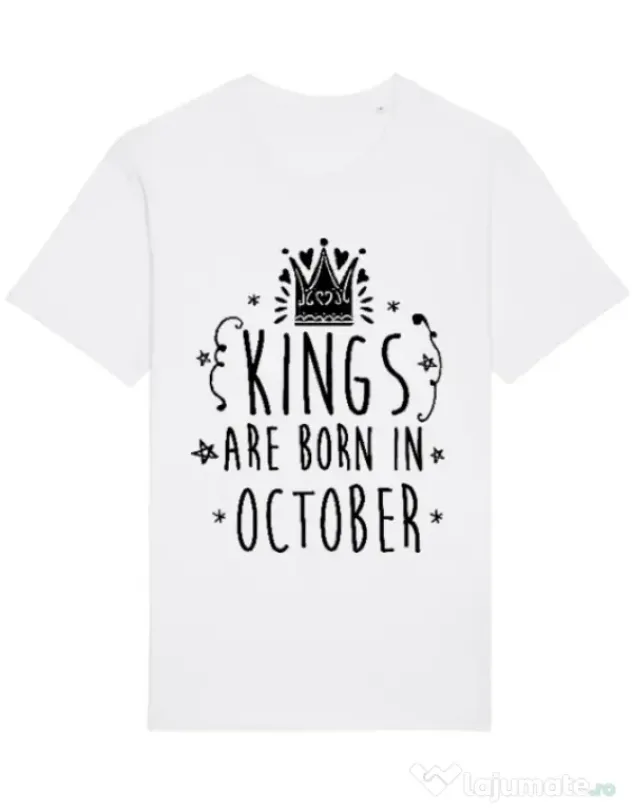 Tricou STANLEY STELLA barbat Kings are born in October Alb
