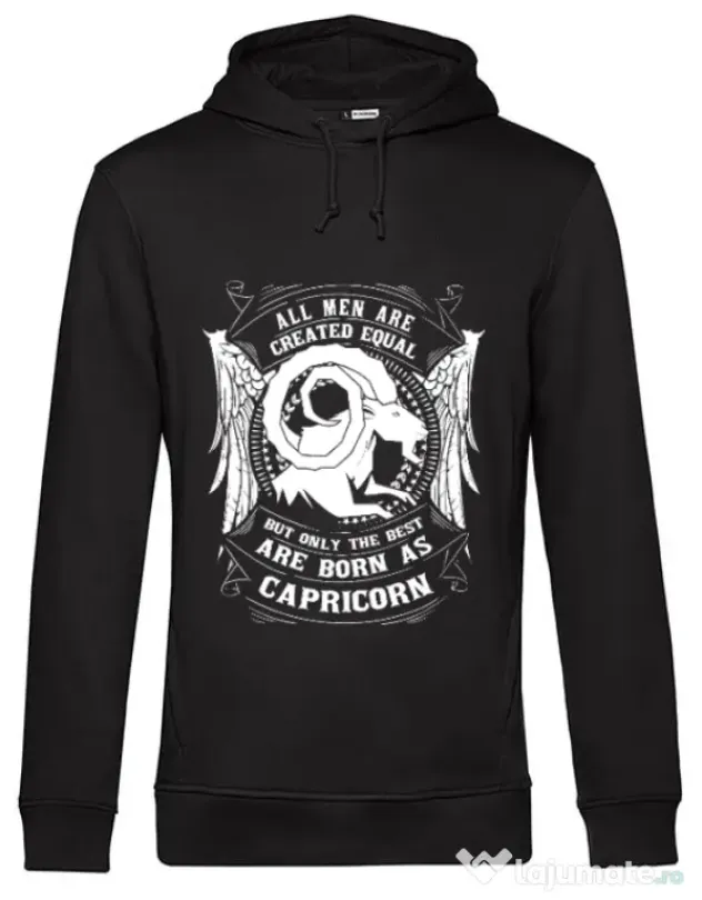Hoodie barbat cu gluga The best men are born as Capricorn Negru