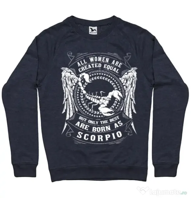 Bluza ADLER barbat The best women are born as Scorpio Denim inchis