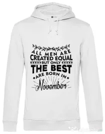 Hoodie barbat cu gluga The best men are born in November Alb