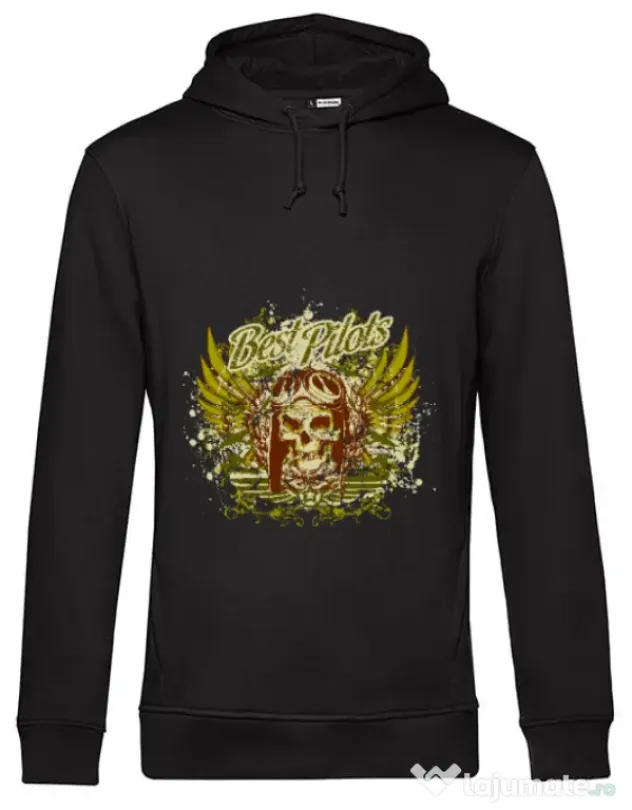Hoodie barbat cu gluga Best pilots Negru
