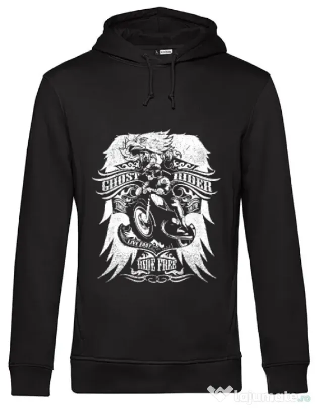 Hoodie barbat cu gluga Ghost rider Negru
