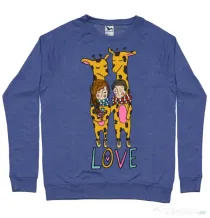 Bluza ADLER barbat Giraffes love Albastru melanj