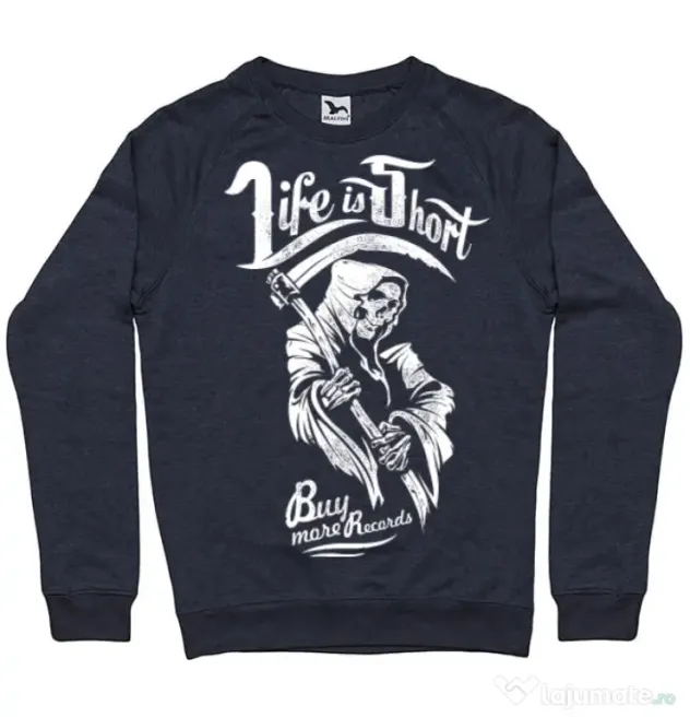 Bluza ADLER barbat Life is short Denim inchis
