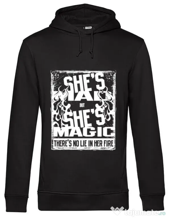 Hoodie barbat cu gluga Mad but magic Negru