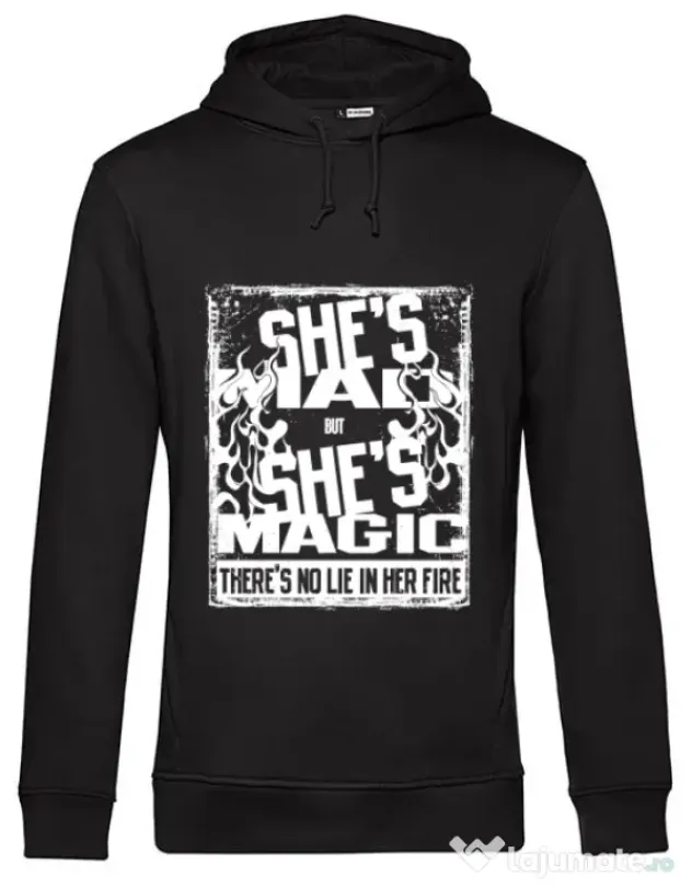 Hoodie barbat cu gluga Mad but magic Negru