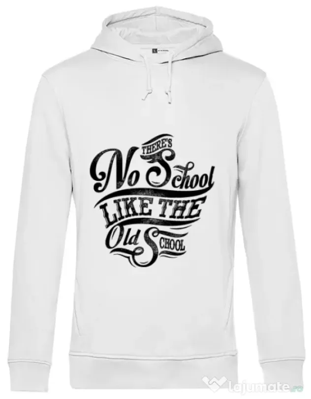 Hoodie barbat cu gluga Old school typography Alb
