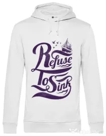 Hoodie barbat cu gluga Refuse to sink Alb