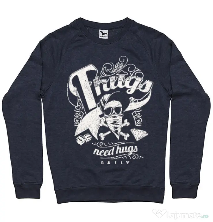 Bluza ADLER barbat Thugs need hugs Denim inchis