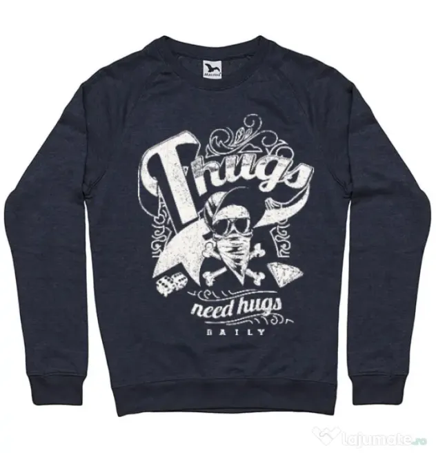 Bluza ADLER barbat Thugs need hugs Denim inchis