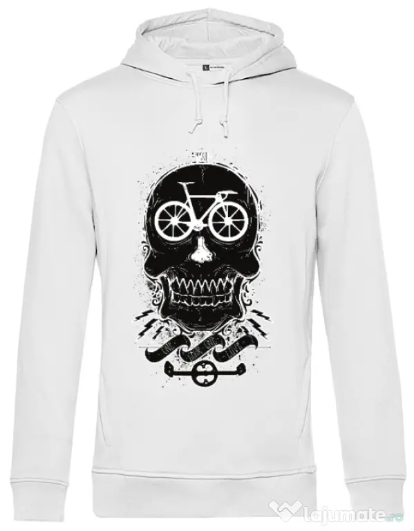 Hoodie barbat cu gluga Bicycle love Alb