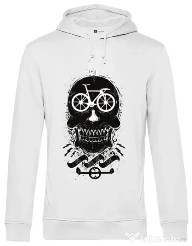Hoodie barbat cu gluga Bicycle love Alb