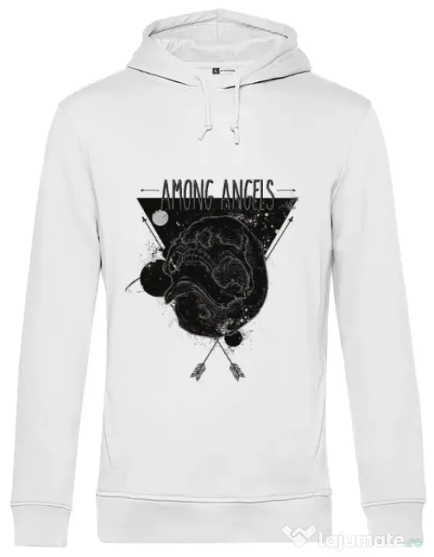 Hoodie barbat cu gluga Among angels Alb
