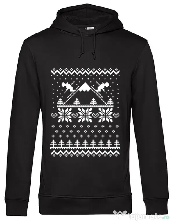 Hoodie barbat cu gluga Ski time Negru