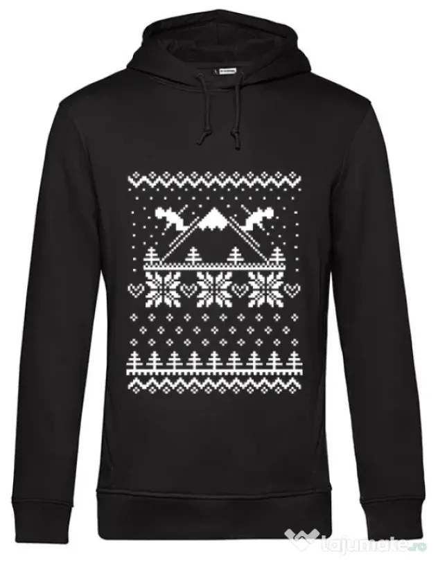 Hoodie barbat cu gluga Ski time Negru