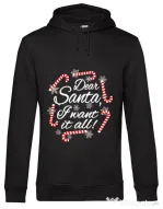 Hoodie barbat cu gluga Dear santa Negru