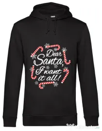 Hoodie barbat cu gluga Dear santa Negru