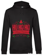 Hoodie barbat cu gluga Ho ho ho Merry Christmas Negru