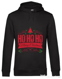 Hoodie barbat cu gluga Ho ho ho Merry Christmas Negru