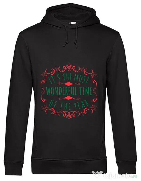 Hoodie barbat cu gluga Most wonderful time Negru