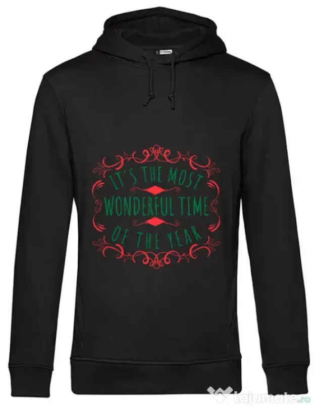 Hoodie barbat cu gluga Most wonderful time Negru